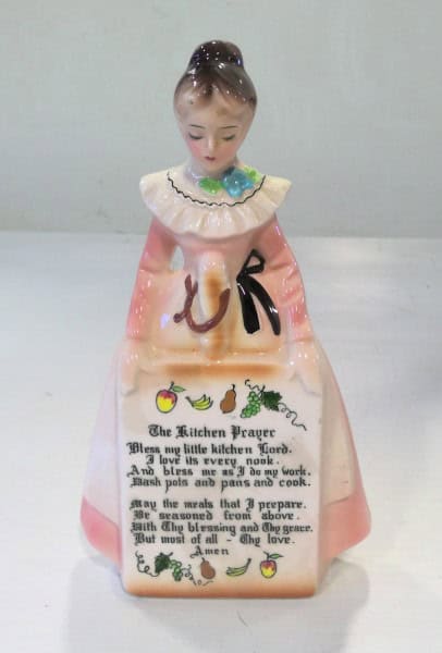 Vintage Collectible Enesco Ceramic “The Kitchen Prayer” Pink Lady Wall Plaque for sale