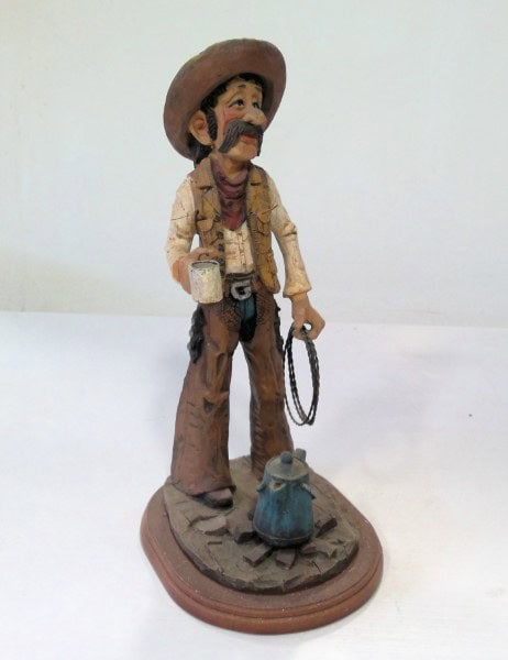 Cowboy with his Coffee Statue Figurine for sale