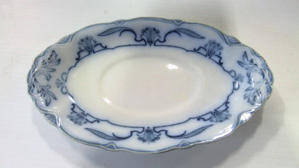 Antique Grindley & Co England Blue Lotus China Platter Plate - C. 1890s for sale