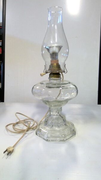 Antique Glass Oil Lamp - Converted to Electric for sale