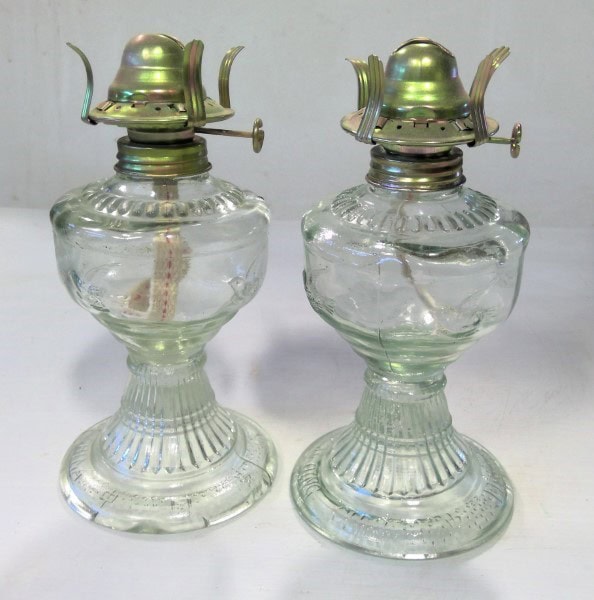 Pair of Matching An Qing Made in China Vintage Oil Lamps for sale