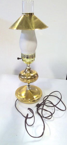 Vintage Brass Toned Electric Hurricane Lamp for sale