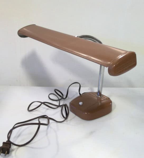 1970s Metal Piano / Banker's Desk Lamp - Brown for sale