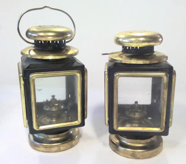 Vintage Matching set of Tin Coach Lanterns for sale