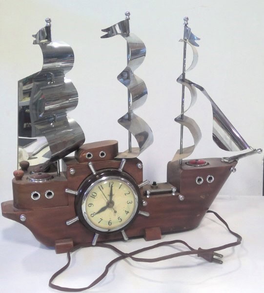 United Clock Co Model 811 Nautical Maritime Sailboat Clipper Ship Clock Lamp for sale