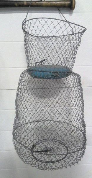 Vintage Collapsible Wire Fishing Basket for sale