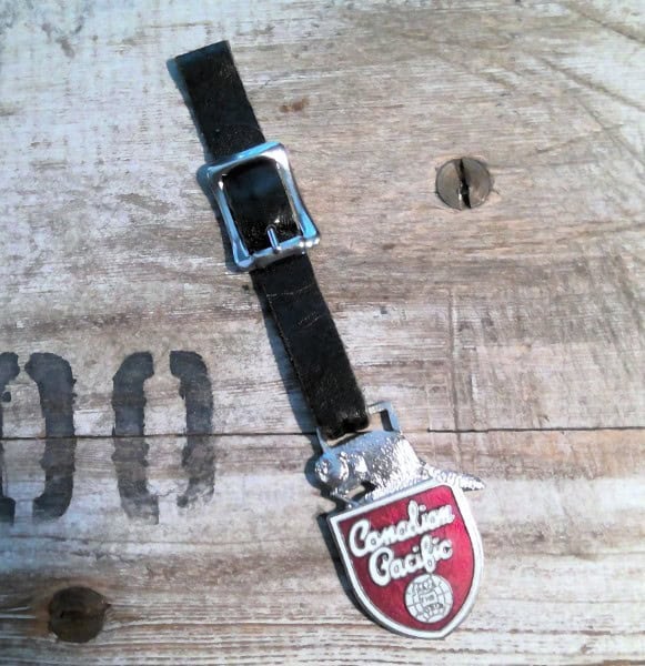 Vintage Canadian Pacific Railroad Metal Watch Fob for sale