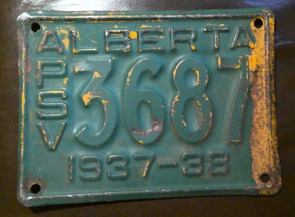 Rare 1937-38 Alberta PSV License Plate for sale