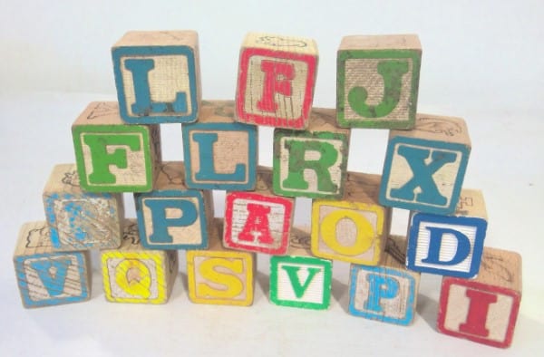 Lot of 18 Vintage Alphabet / Numbers / Animals Toy Wooden Blocks for sale