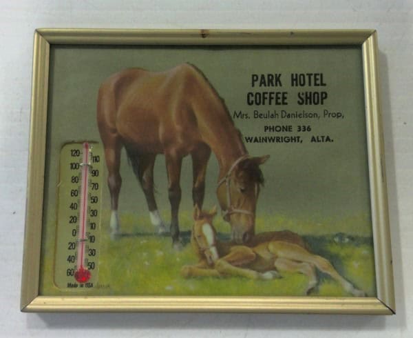 Vintage Park Hotel Coffee Shop - Wainwright Alberta Advertising Thermometer for sale