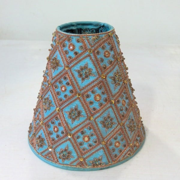 Vintage Turquoise & Gold Bead Lamp Shade (5") for sale