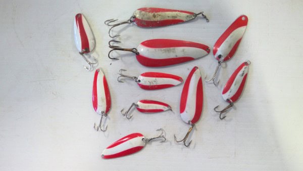 Lot of Vintage Red / White Devil Fishing Lures for sale