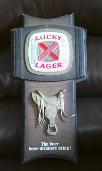 Vintage 1960s Lucky Lager Beer Advertising Sign for sale