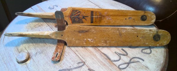 Antique Dutch Frieshe Schaats Wood & Leather Strap on Ice Skates for sale