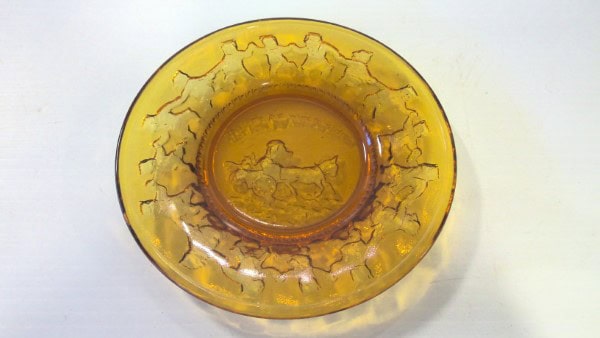 Indiana Glass Tiara Amber "This Little Pig Went To Market" 6.5" Plate Vintage Nursey Rhyme Theme for sale