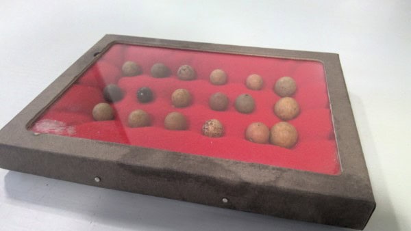 Antique 1800s Clay Marbles - Lot of 20 in Display Box for sale