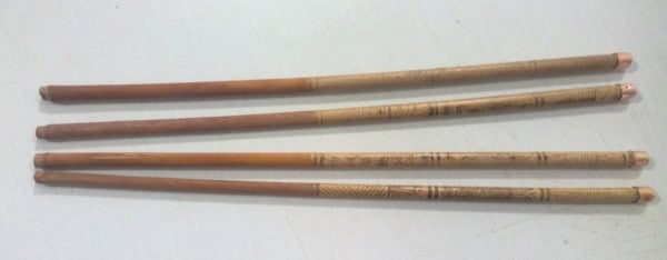 2 Sets of Vintage Bamboo Chopsticks with Steel Tips for sale