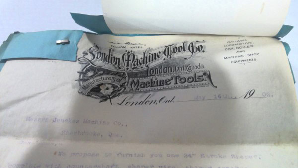 1902 London Machine Tool Co. London Ontario - Proposition and Spec for 24" Shaper for sale