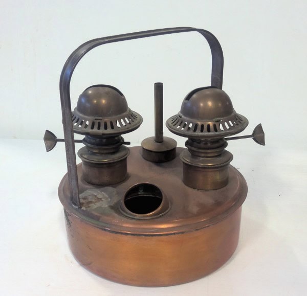 Vintage Copper Double Burner Oil Lamp / Heater. for sale