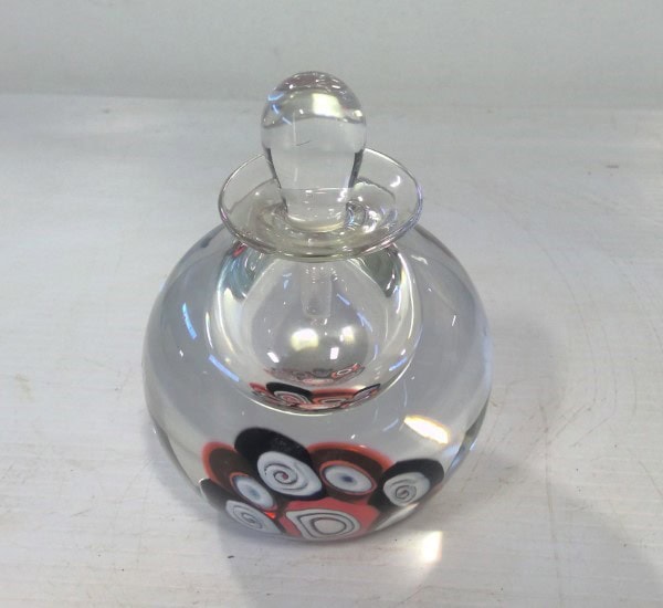 Heavy Glass Art Inkwell / Paperweight for sale