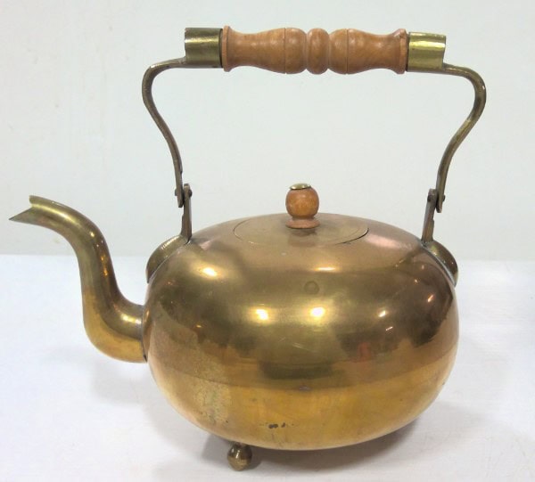 Vintage Brass Footed Tea Kettle for sale