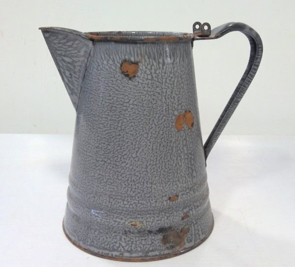 Vintage Grey Graniteware Coffee / Tea Pot for sale