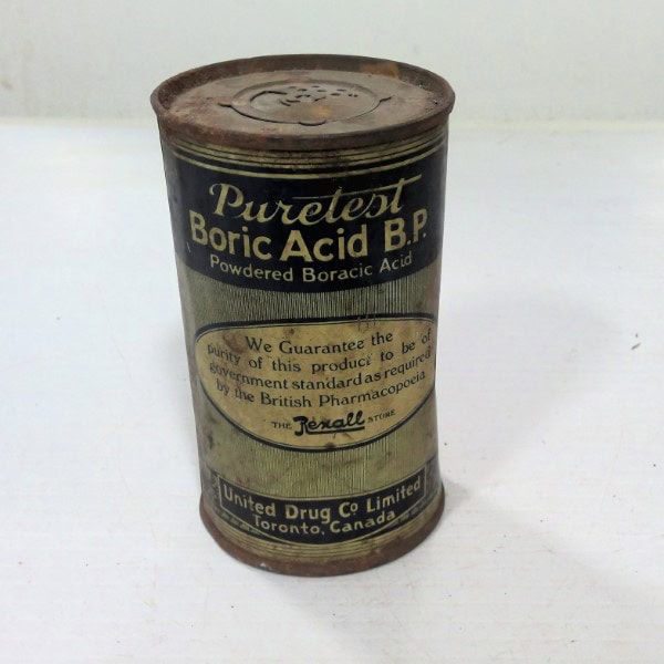 Antique United Drug Co. Ltd. Toronto Canada - Puretest Boric Acid Tin for sale