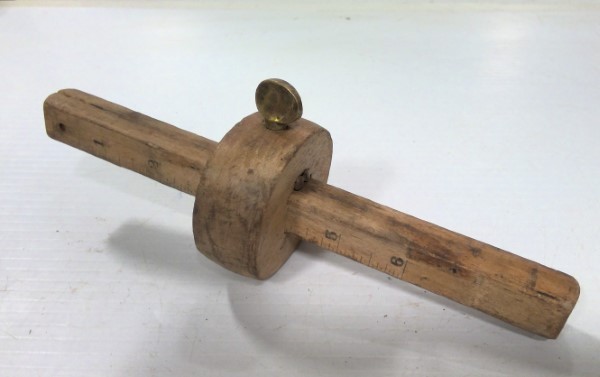 Vintage Wood Woodworking Scribe – Marking Gauge Tool Brass for sale