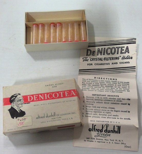 Vintage Alfred Dunhill Denicotea Cigarette / Cigar Crystal Filters for sale