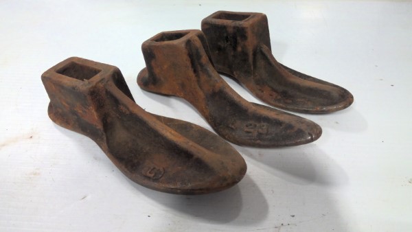 Lot of 3 Antique Heavy Cast Iron Shoe Forms - Cobbler Tools for sale