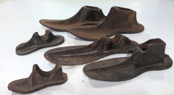 Lot of 6 Antique Heavy Cast Iron Shoe Forms - Cobbler Tools for sale