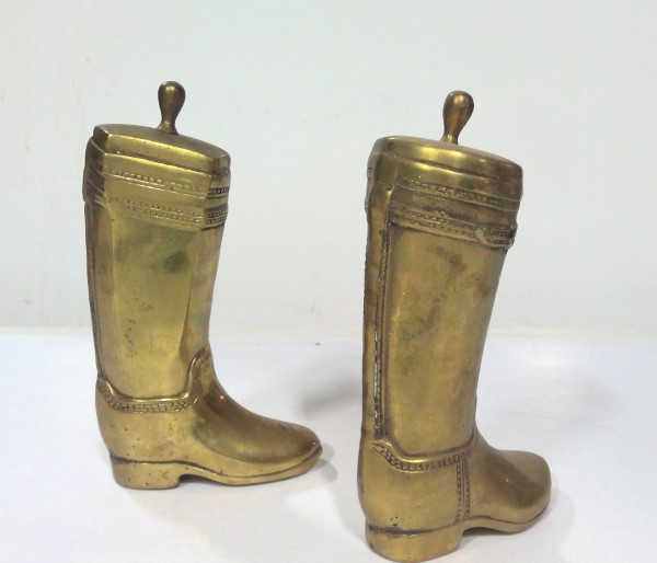 Vintage MCM Cowboy Boot Brass Bookends for sale