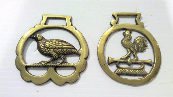 Lot of 2 Vintage Horse Brass Medallions for sale