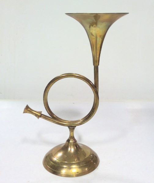 Vintage Brass French Horn Candlestick for sale