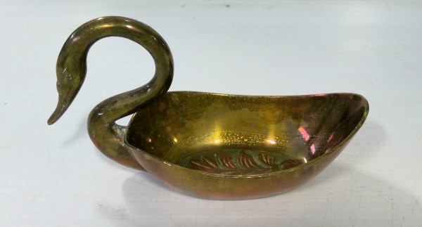 Vintage Brass Swan Trinket / Soap Dish - Made in India for sale