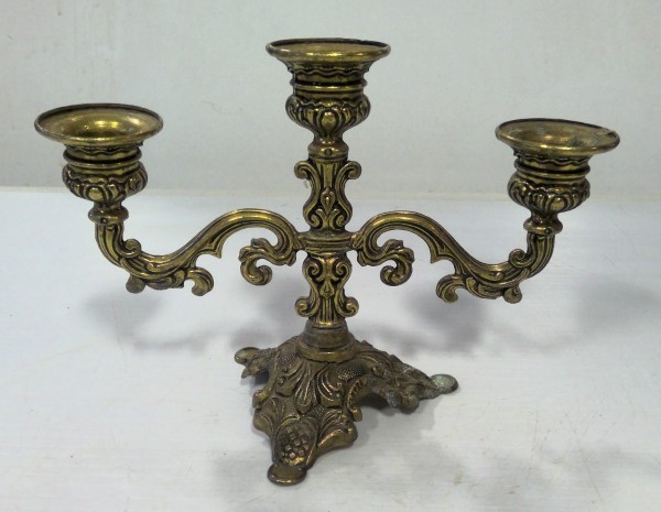 Vintage Brass Tone 3 Arm Candelabra - Candle Holder for sale