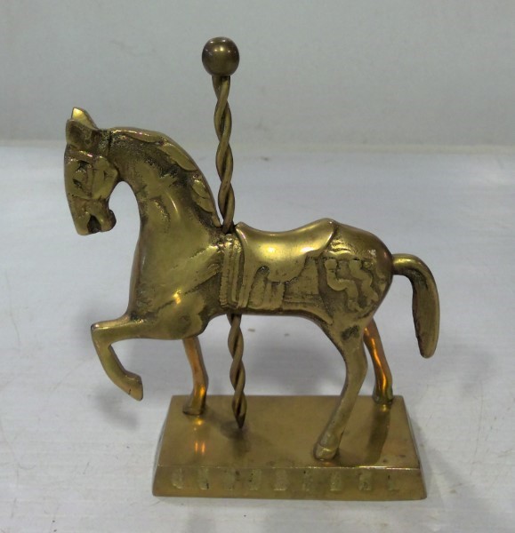 Vintage Brass Carousel Horse Figurine / Receipt Holder for sale