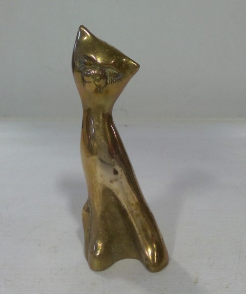 Vintage Brass Cat Figurine Made in Korea for sale