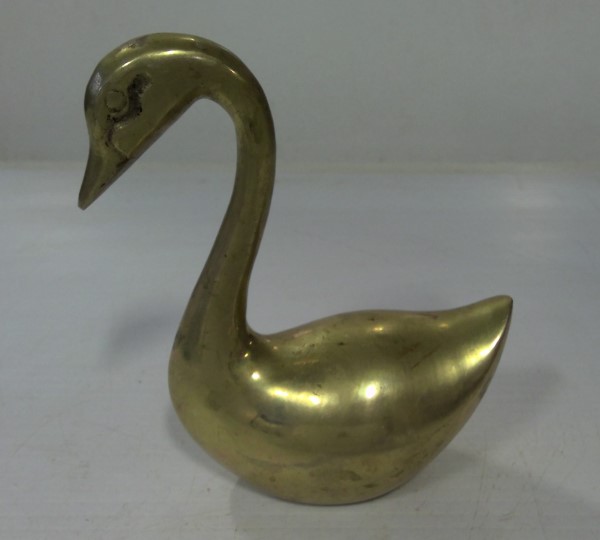 Vintage Mid Century Modern Brass Swan Figurine for sale