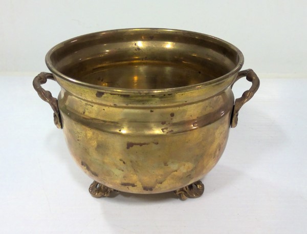 Vintage Brass Ornate Footed Bowl for sale