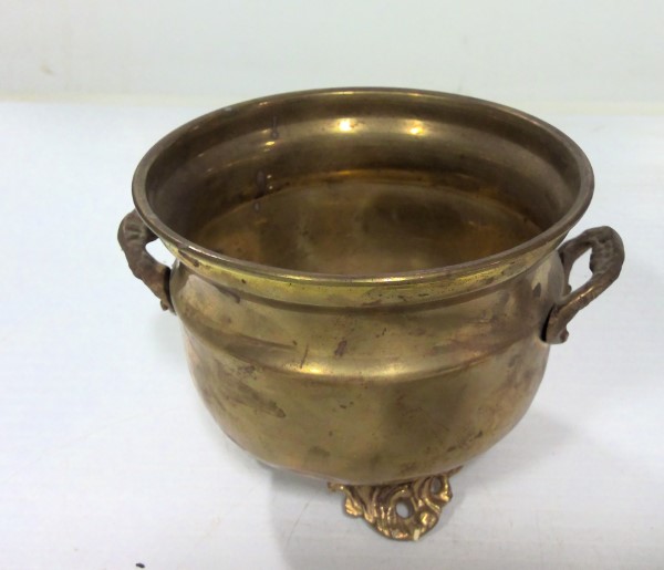 Vintage Brass Ornate Footed Bowl for sale