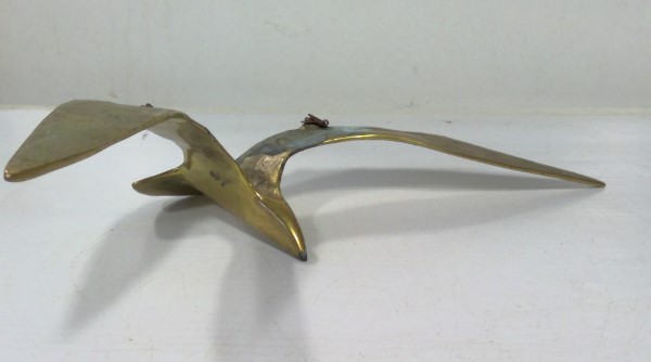 Vintage MCM Hanging Brass Seagull with 13.5" Wingspan for sale