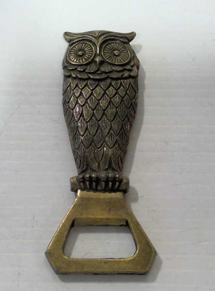 Vintage Heavy Brass Owl Bottle Opener - Made in Italy for sale