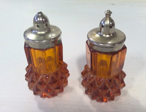 Vintage Amber Indiana Glass Salt & Pepper Shakers for sale