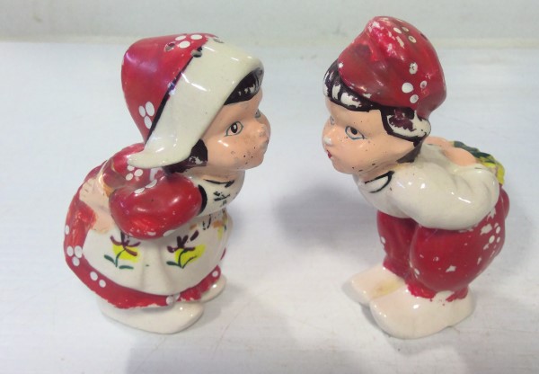 Vintage Kissing Dutch Children Salt & Pepper Shakers for sale