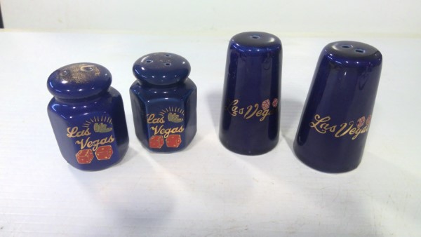 Vintage Cobalt Blue Las Vegas Salt & Pepper Shakers (2 Pairs) for sale