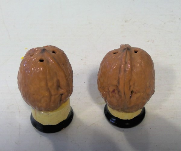 Vintage Walnut Shell Salt & Pepper Shakers for sale