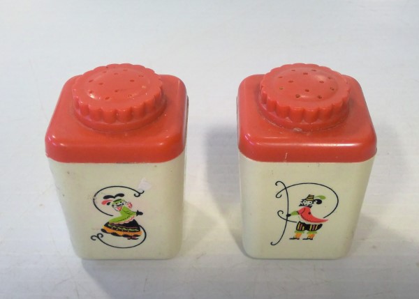 Vintage Orange Plastic Salt & Pepper Shakers for sale