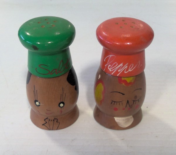 Vintage Wood Chef Salt & Pepper Shakers for sale