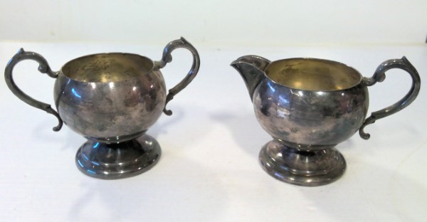 Vintage Silver Plate Sugar Bowl and Creamer #42 & #43 for sale